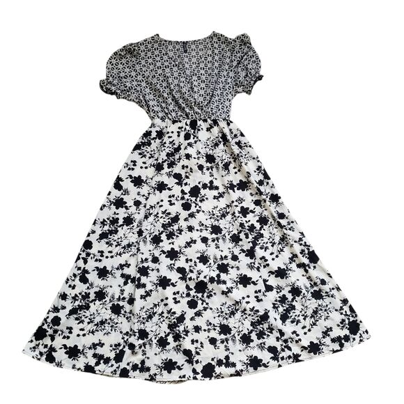 Anthropologie Lapis Floral Dress Womens Large Black White Boho - Picture 2 of 14